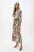 Linen Blend Animal Print Culotte Pants With Pleats