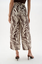 Linen Blend Animal Print Culotte Pants With Pleats