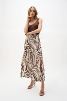 Linen Blend Animal Print Culotte Pants With Pleats