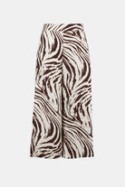 Linen Blend Animal Print Culotte Pants With Pleats