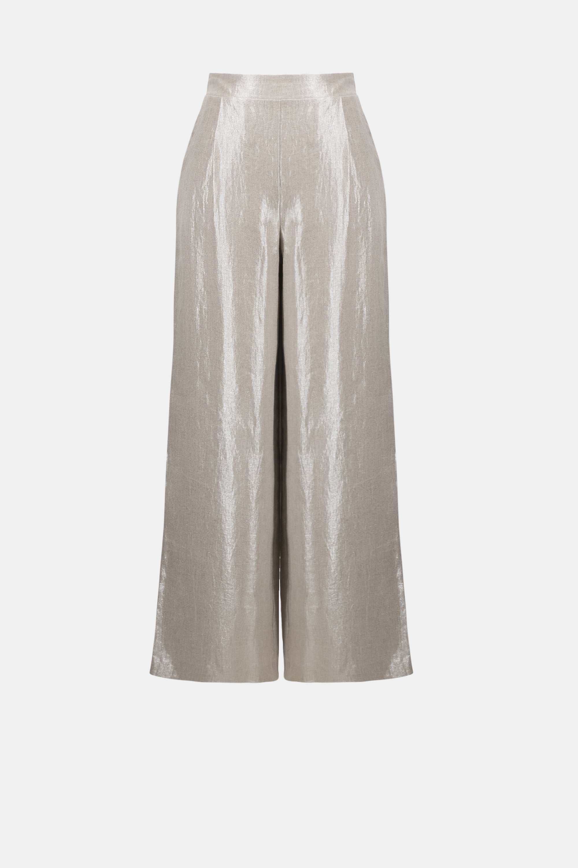 Foiled Linen Pull-On Wide Leg Pants