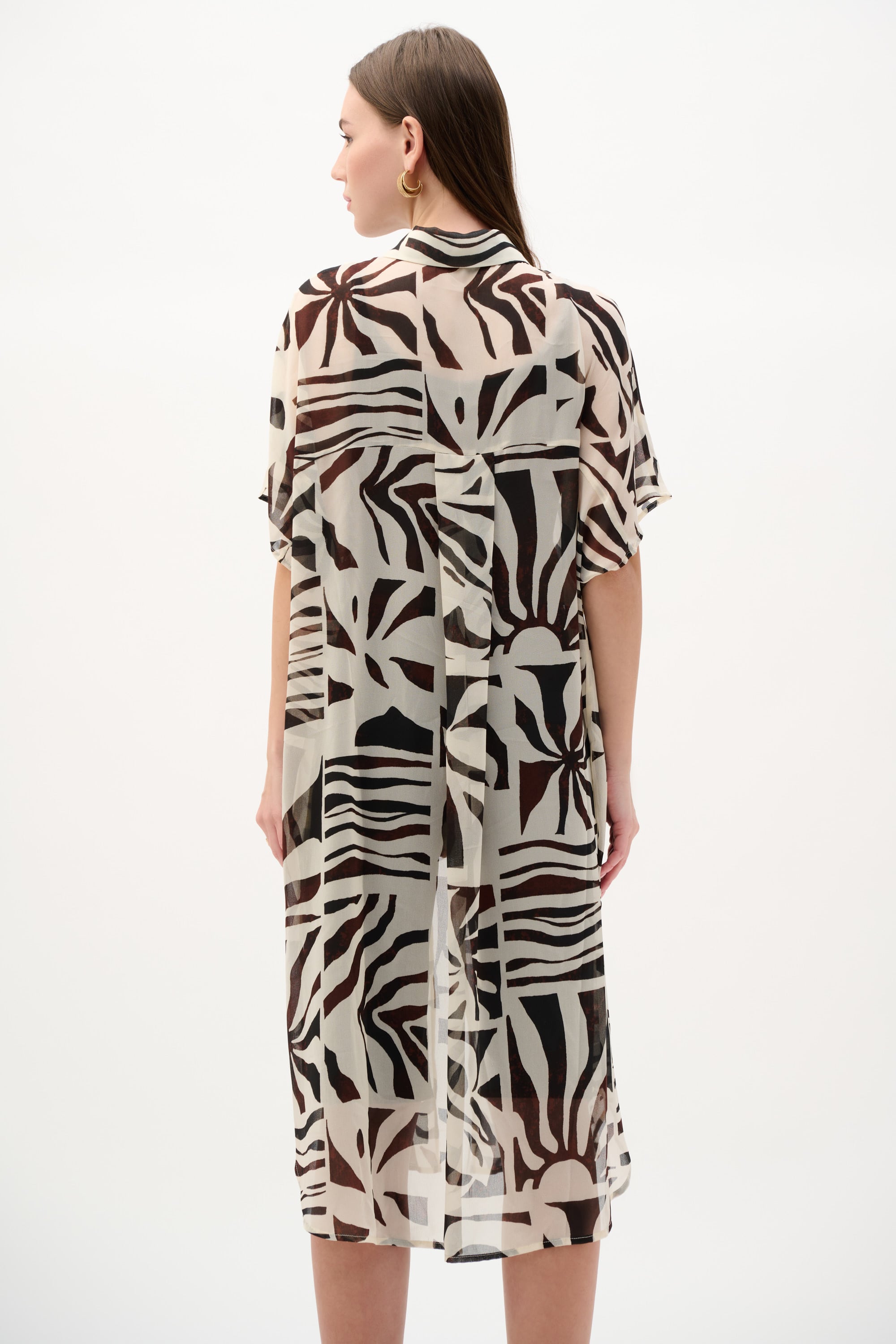 Chiffon Tropical Print Straight Blouse