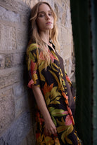Chiffon Tropical Print Straight Blouse