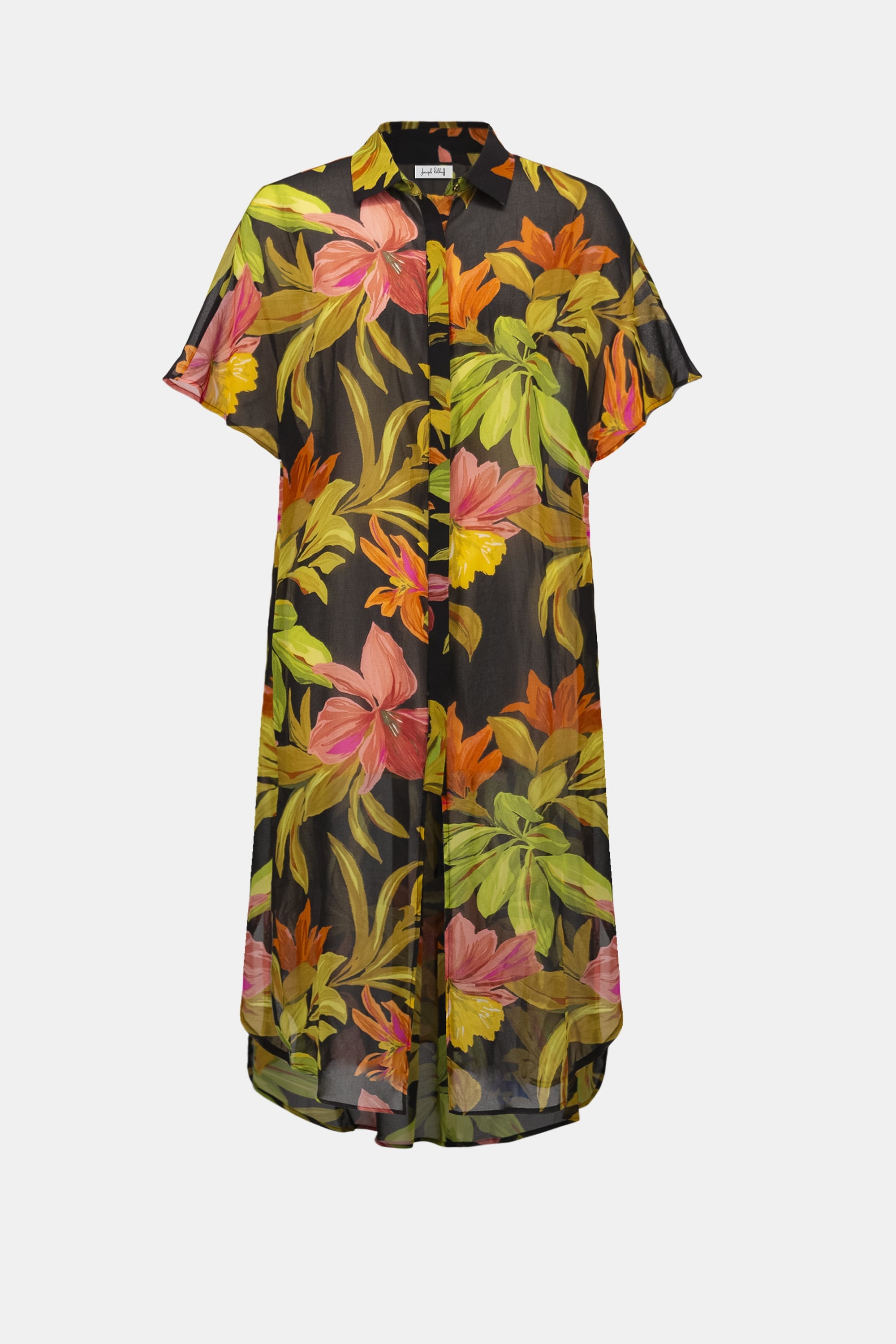 Chiffon Tropical Print Straight Blouse
