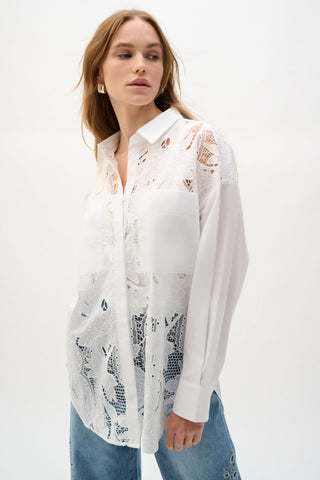 Joseph Ribkoff Cotton Lace Boxy Blouse With Embroidery-262952