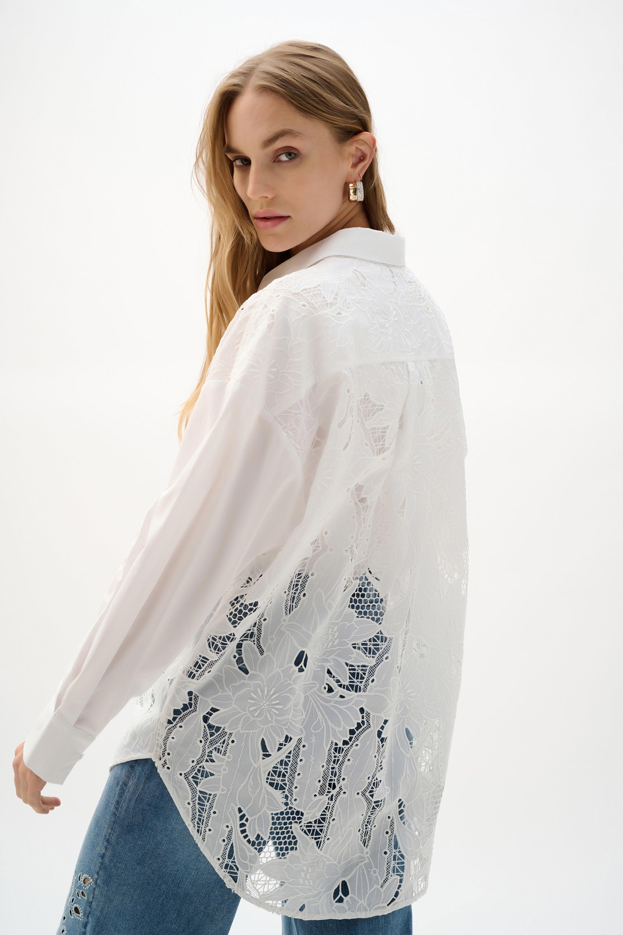 Joseph Ribkoff Cotton Lace Boxy Blouse With Embroidery-262952