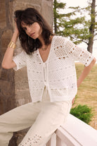 Viscose Sweater Knit Open-Stitch Cardigan
