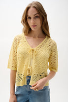 Viscose Sweater Knit Open-Stitch Cardigan