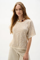 Viscose Jacquard Knit Tropical Print Sweater