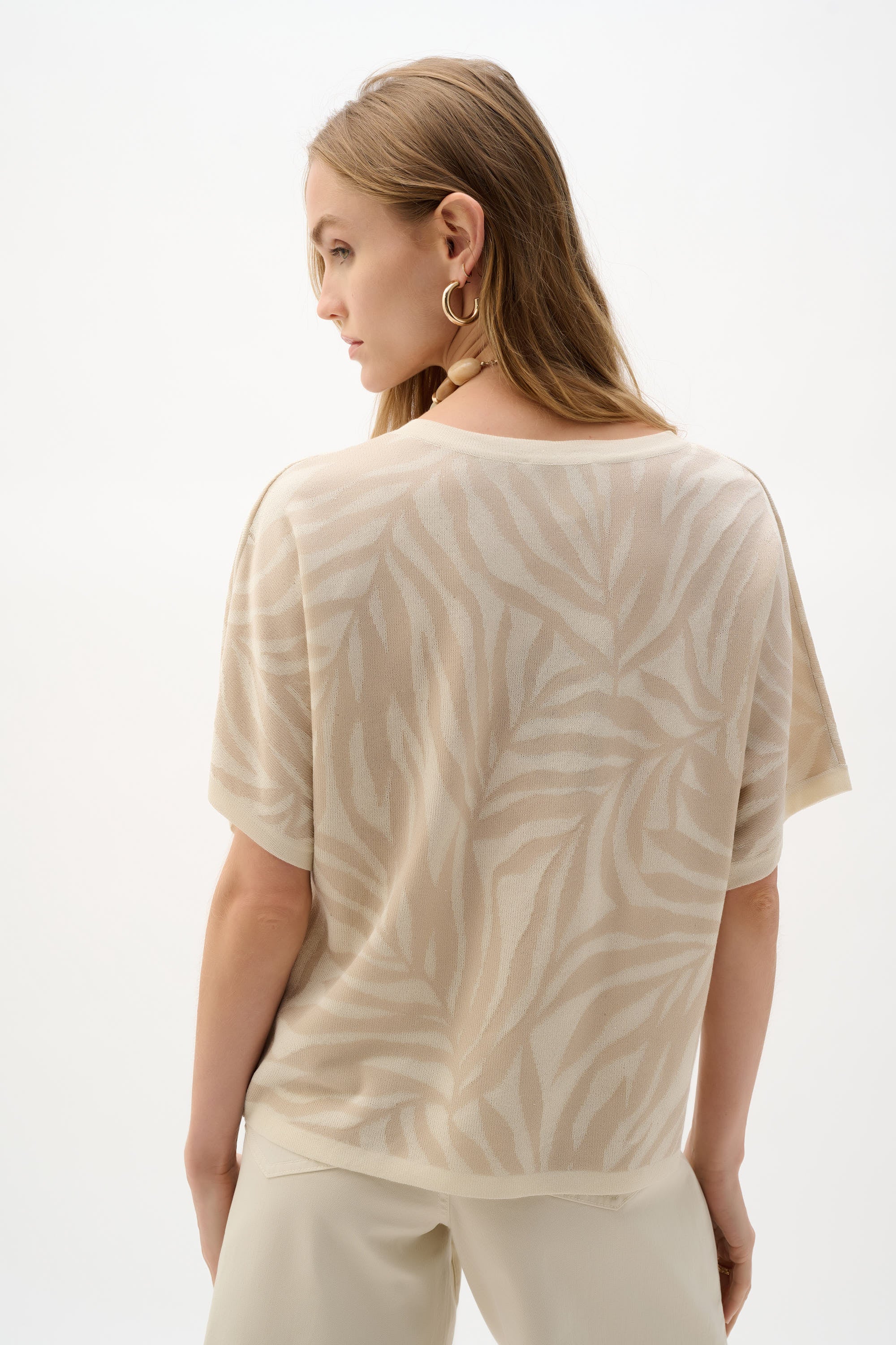 Viscose Jacquard Knit Tropical Print Sweater