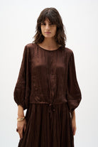 Pleated Satin Cocoon Top With Pleats