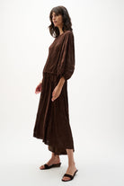 Pleated Satin Flare Skirt With Pleats