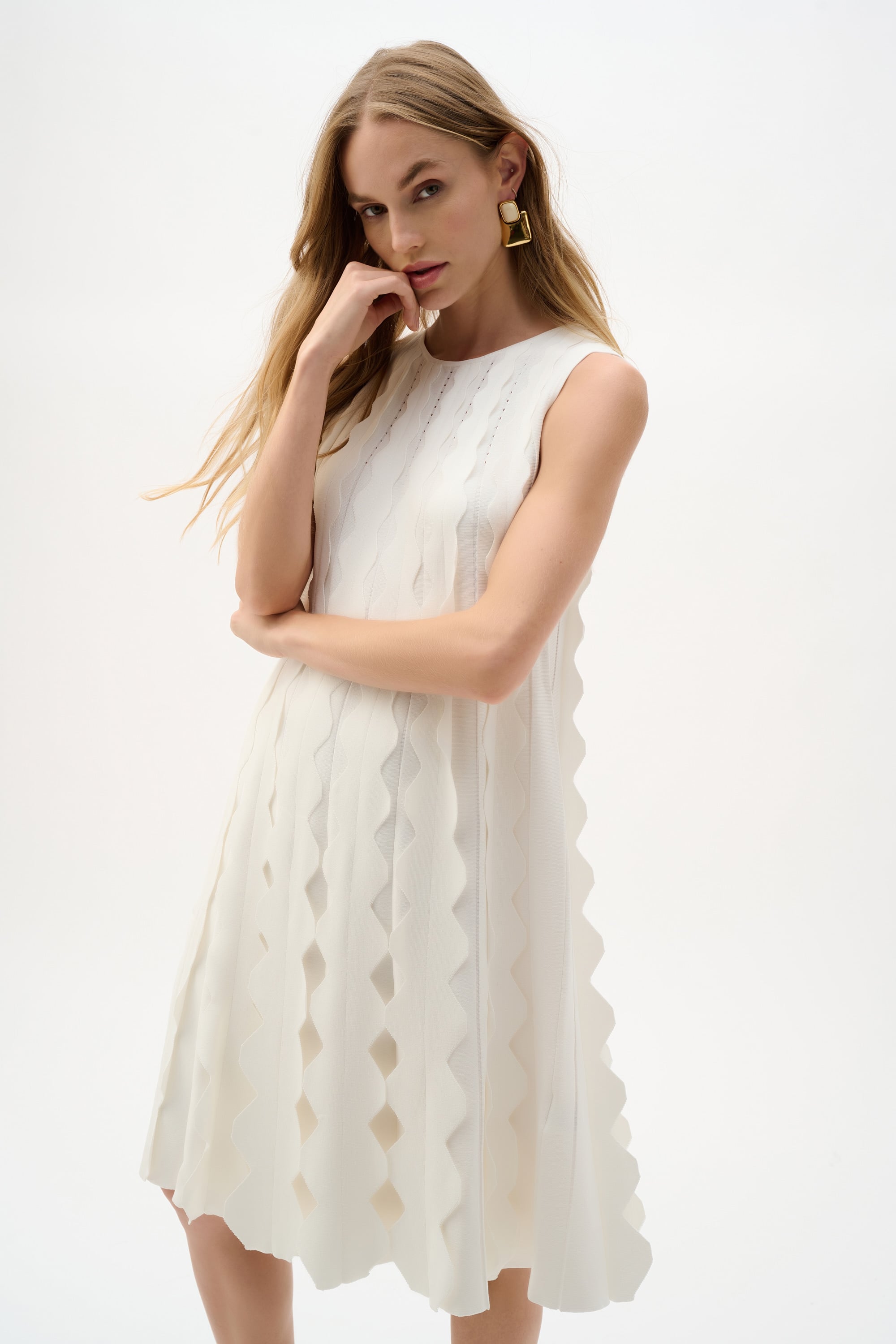 Viscose Sweater Knit Sleeveless A-Line Dress