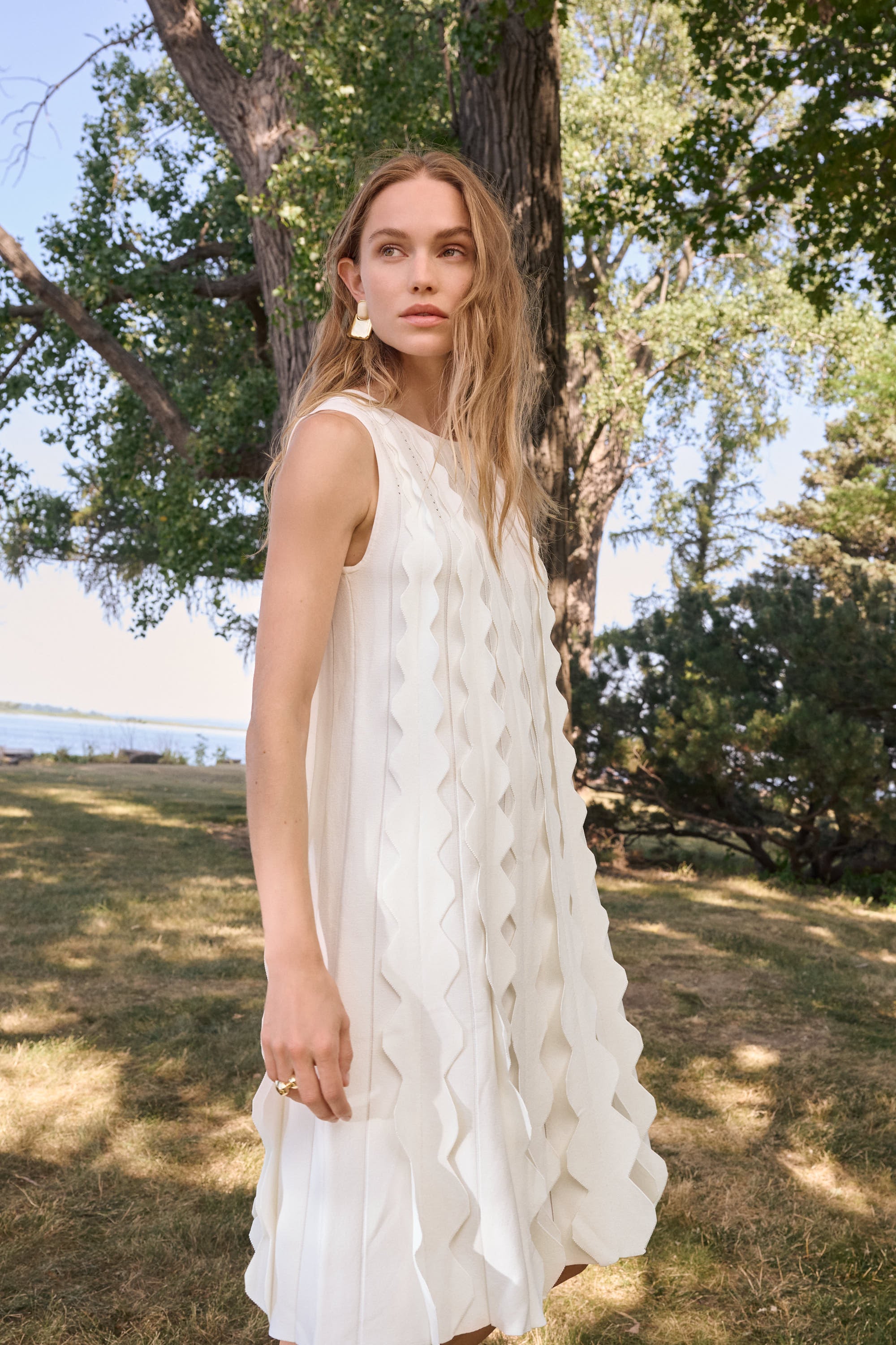 Viscose Sweater Knit Sleeveless A-Line Dress