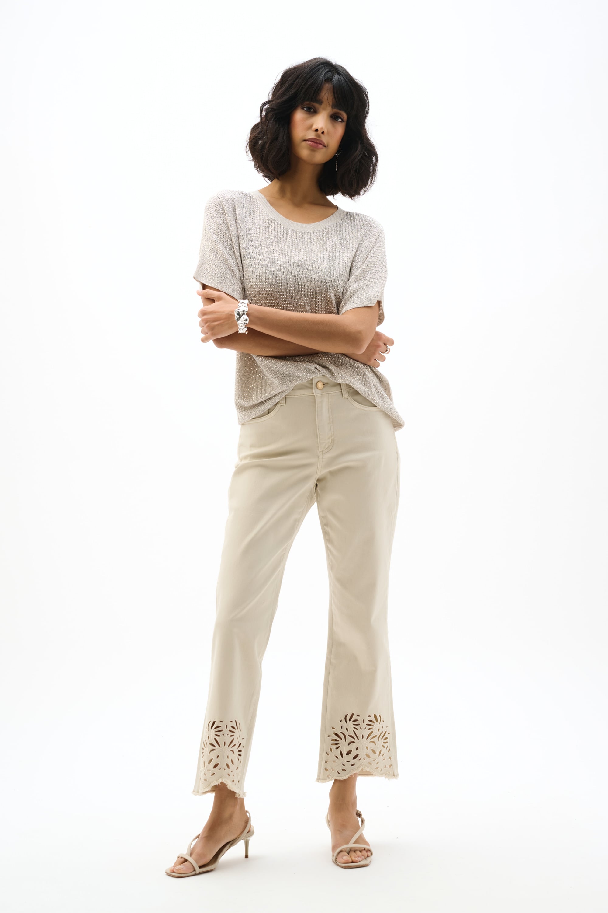 Repreve® Straight Jeans With Flower Embroidery