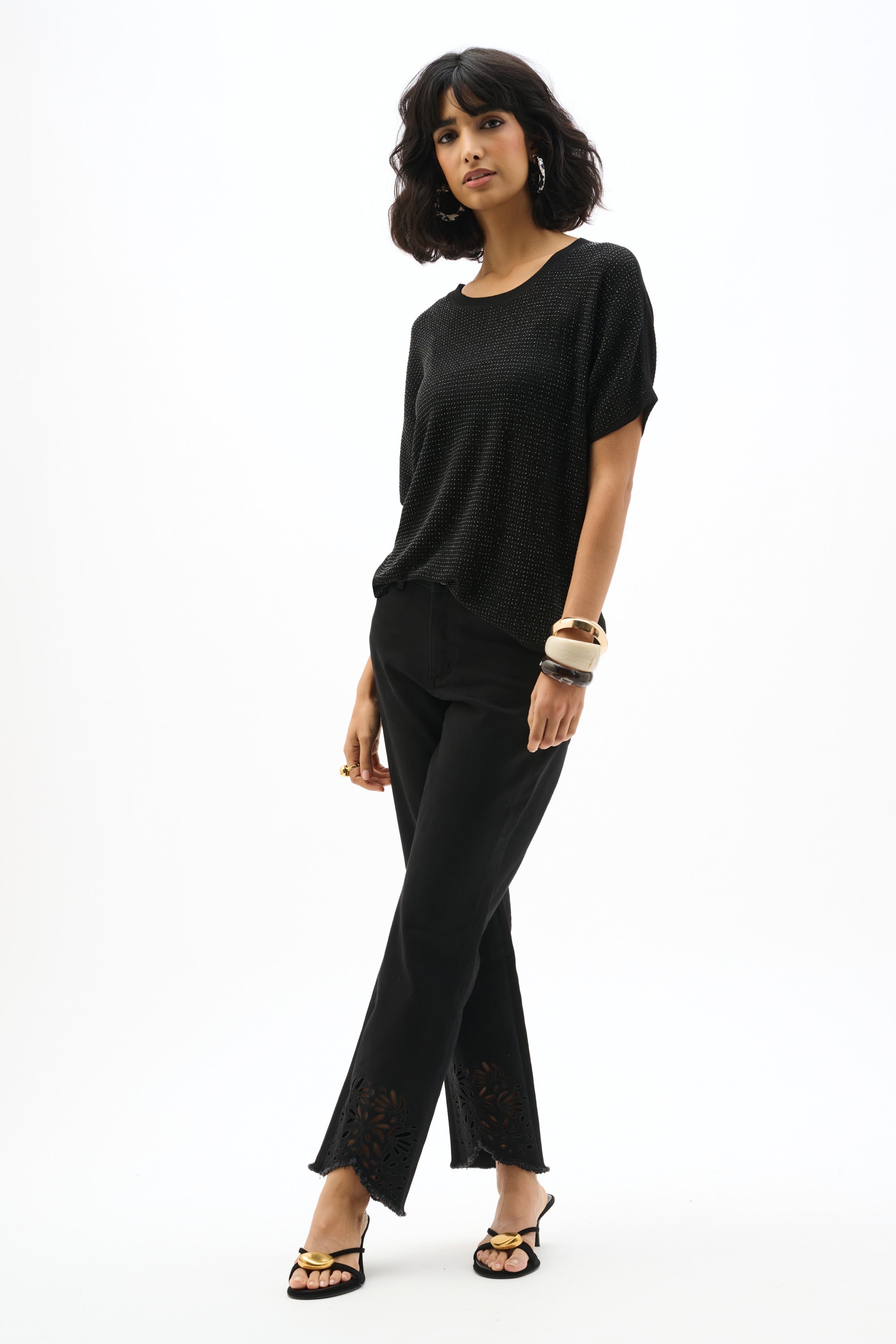 Repreve® Straight Jeans With Flower Embroidery