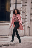 Textured Satin Animal-Print Cowl Top