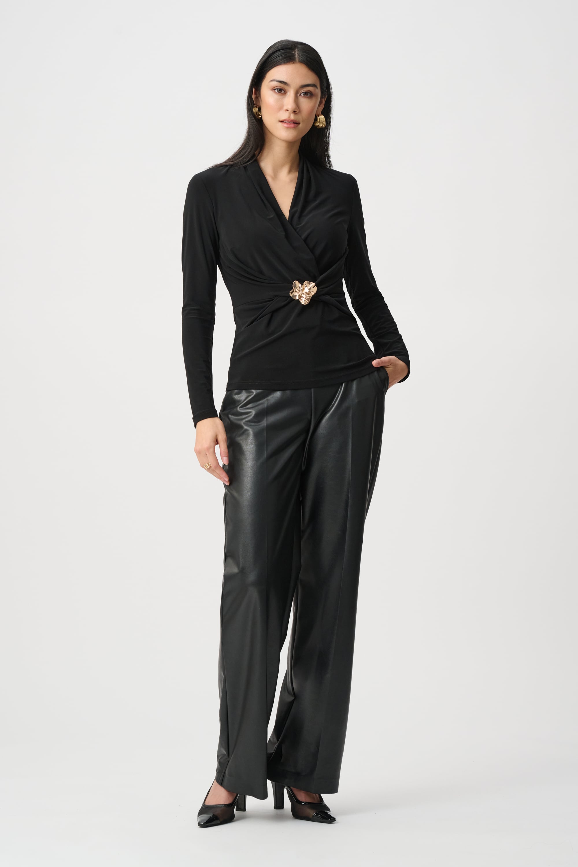 Silky Knit Twist Wrap Top