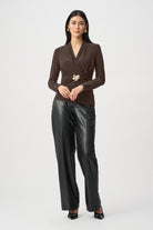 Silky Knit Twist Wrap Top