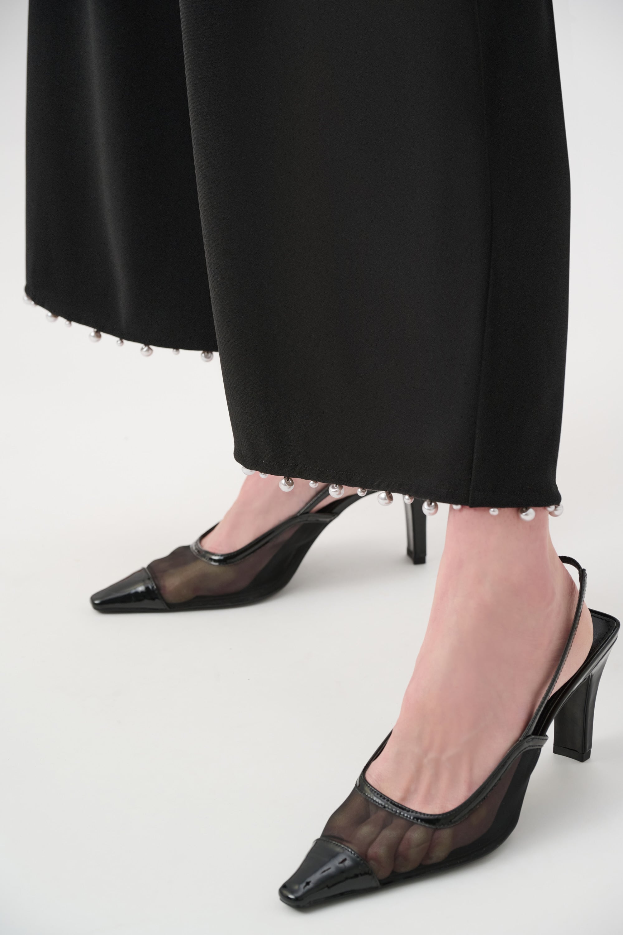 Silky Knit Pearl-Trim Culotte Pants