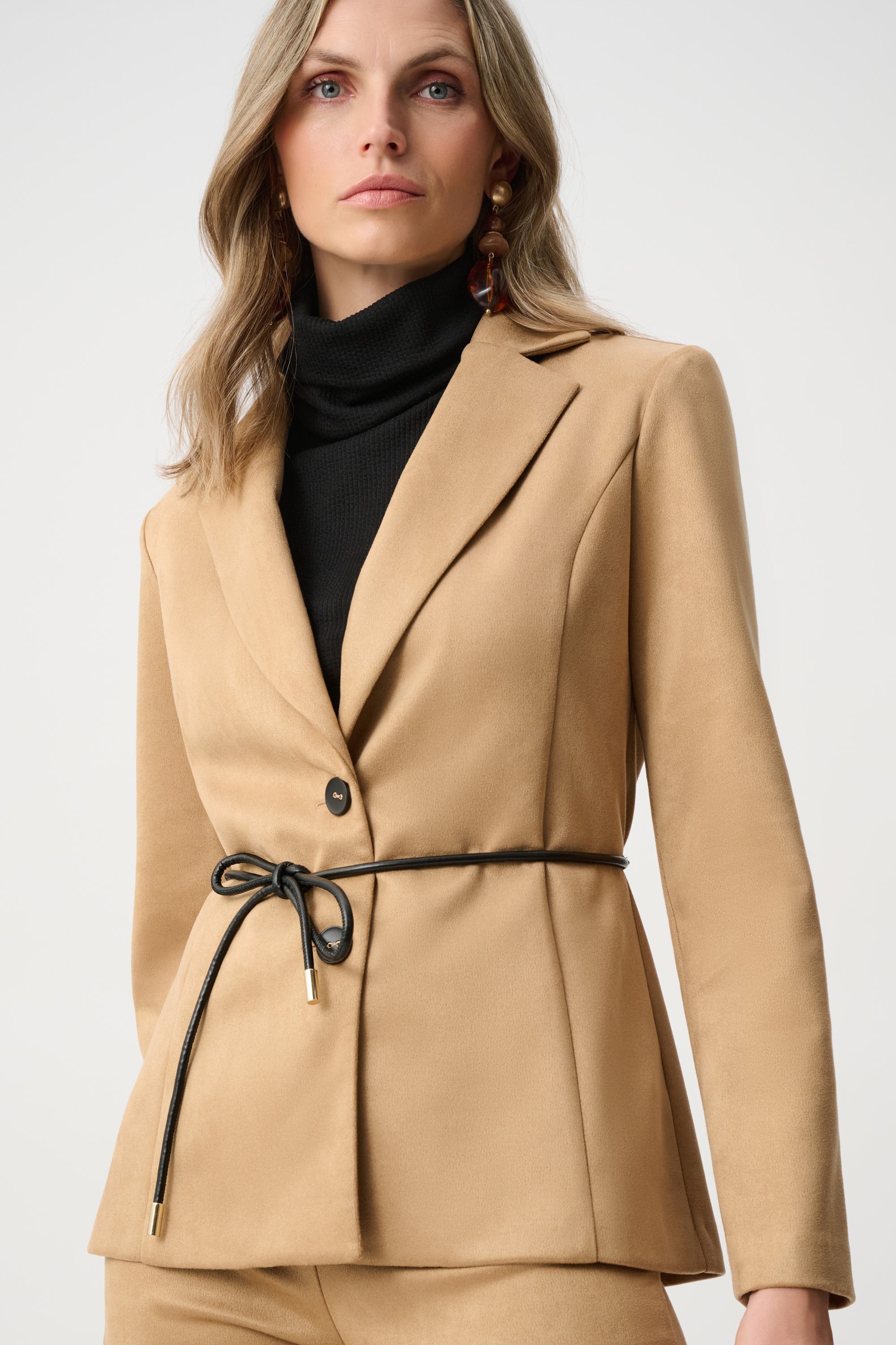 Scuba Suede Tie-Belt Blazer