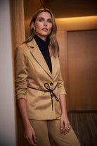 Scuba Suede Tie-Belt Blazer