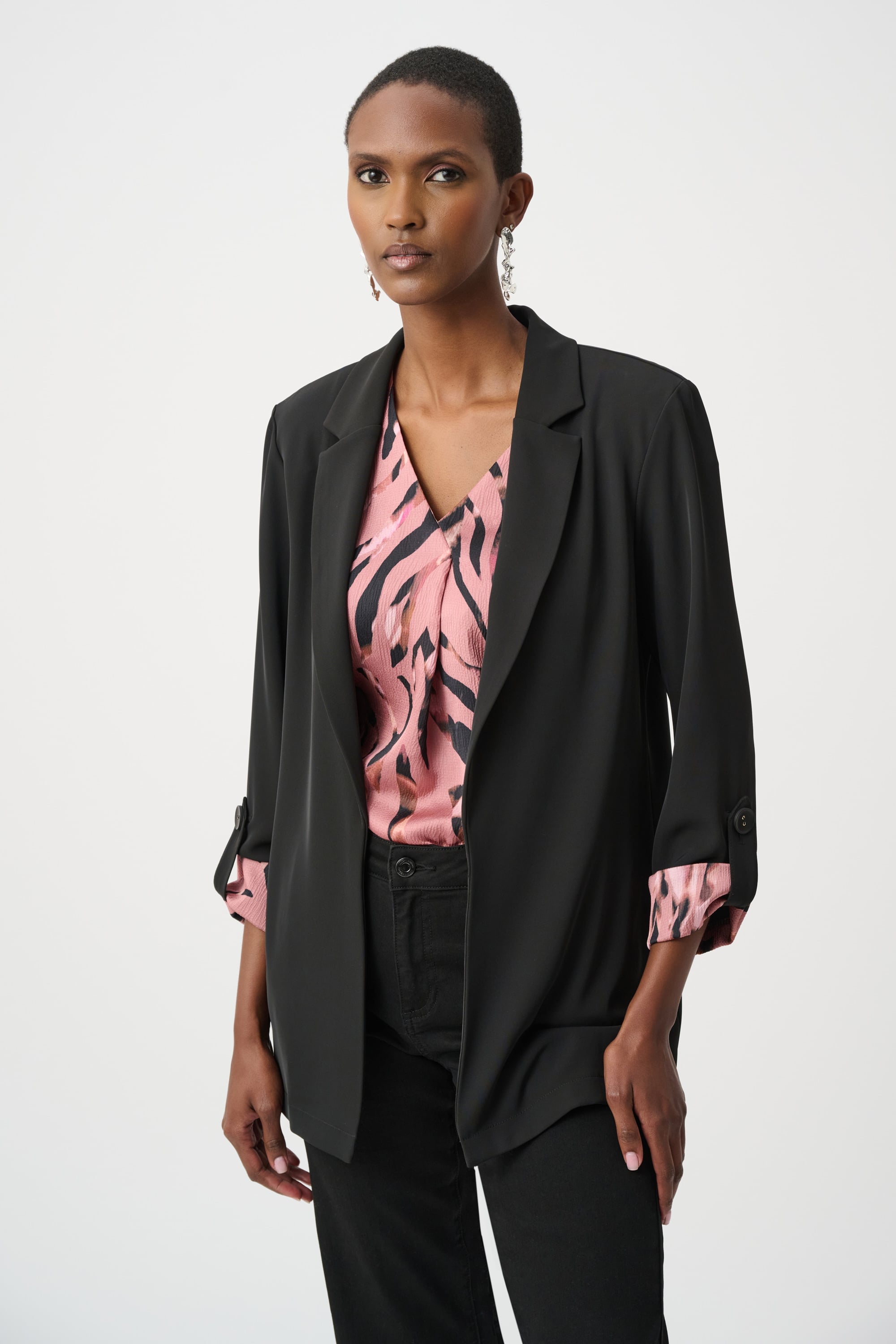 Woven Twill Printed Cuffs Blazer