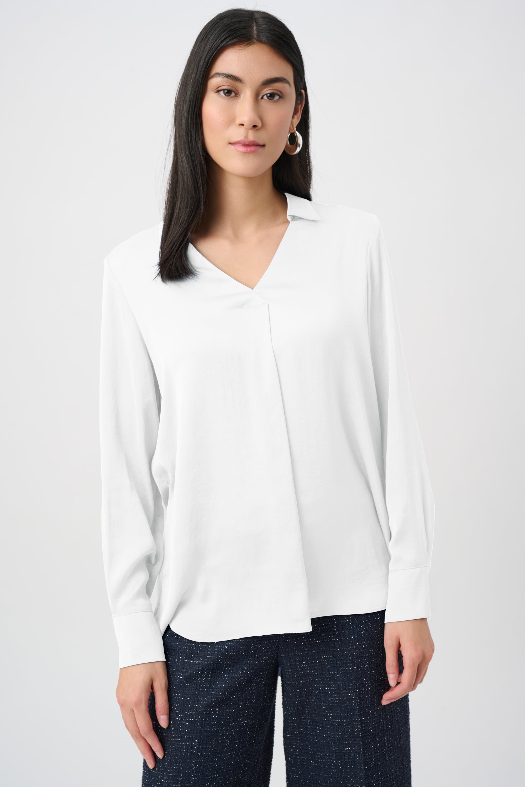 Recycled Satin Shirt-Collar Tunic