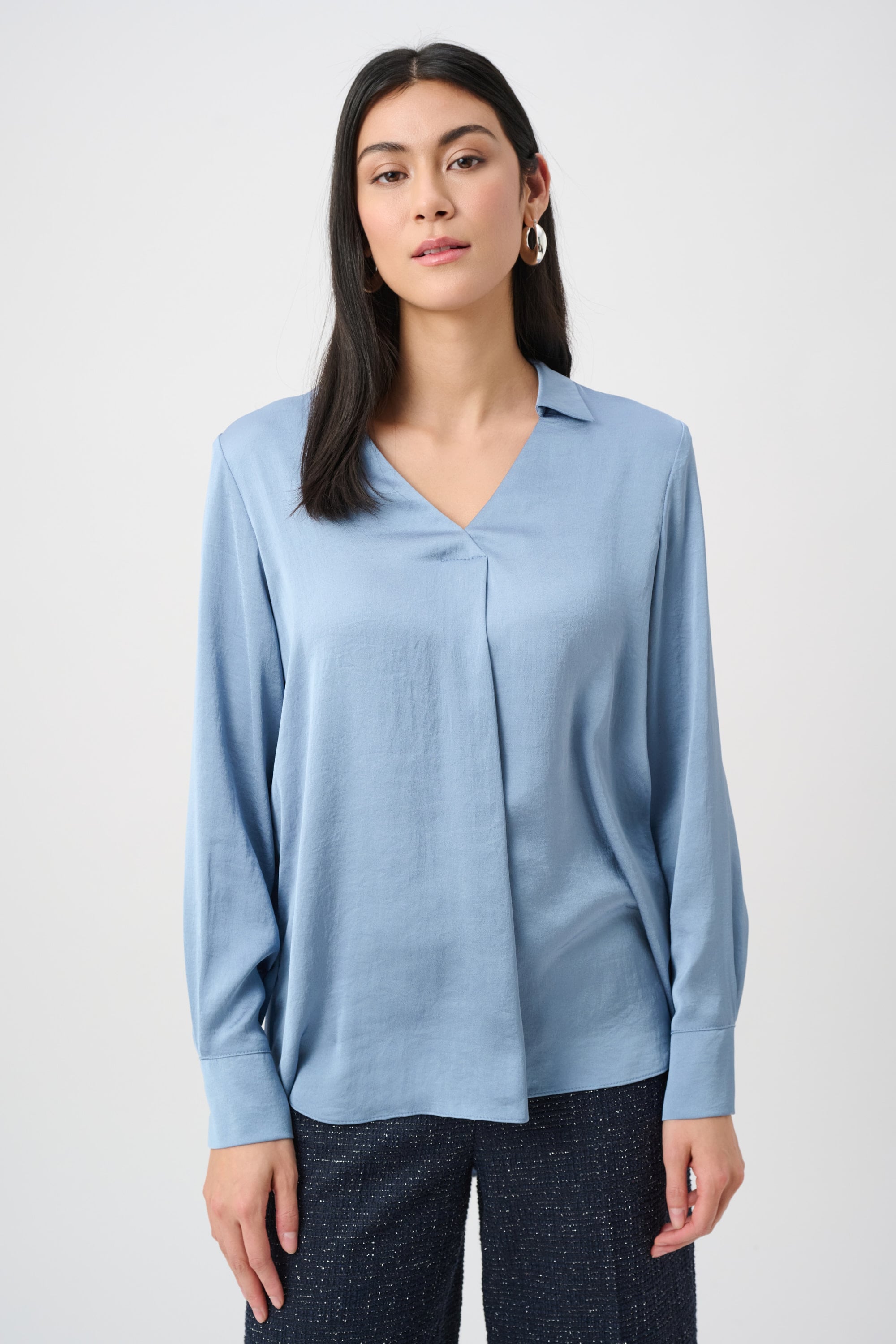 Recycled Satin Shirt-Collar Tunic