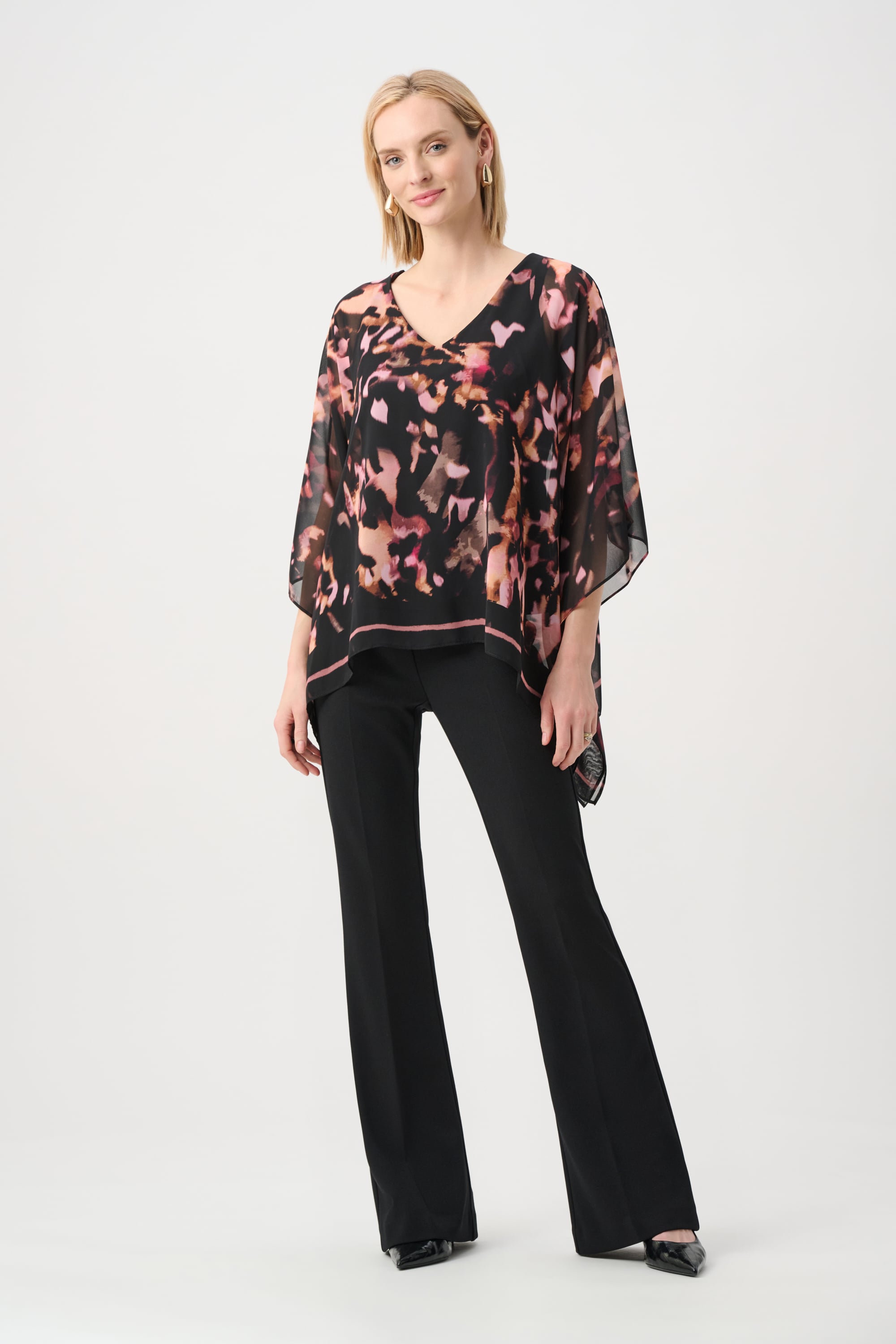 Recycled Chiffon Abstract Poncho Top