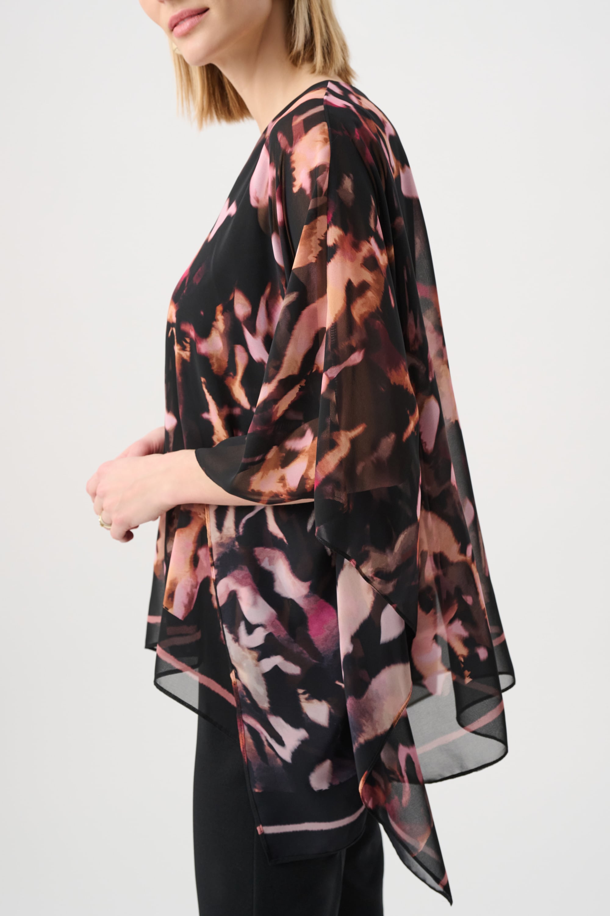 Recycled Chiffon Abstract Poncho Top