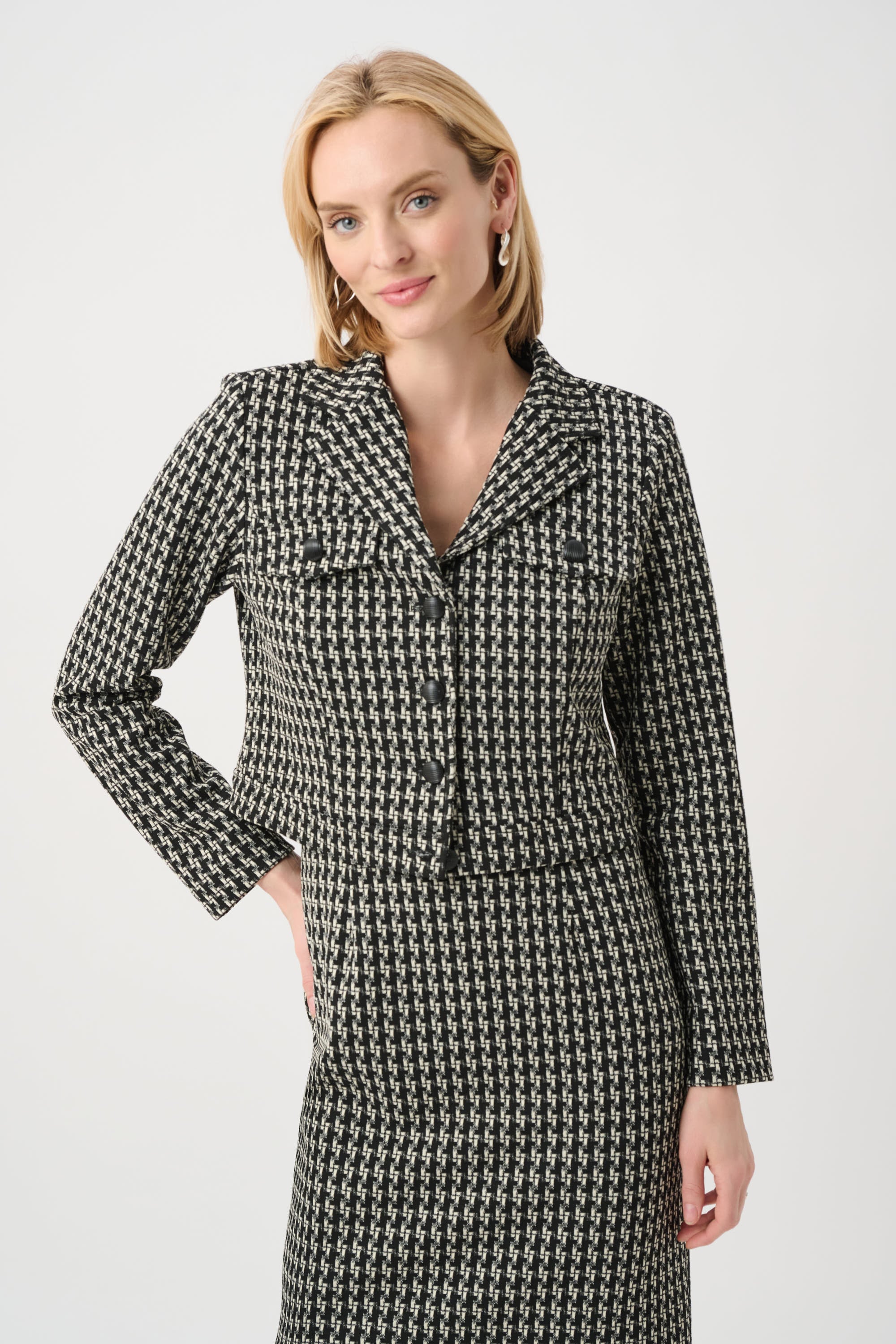 Jacquard Geometric Cropped Jacket