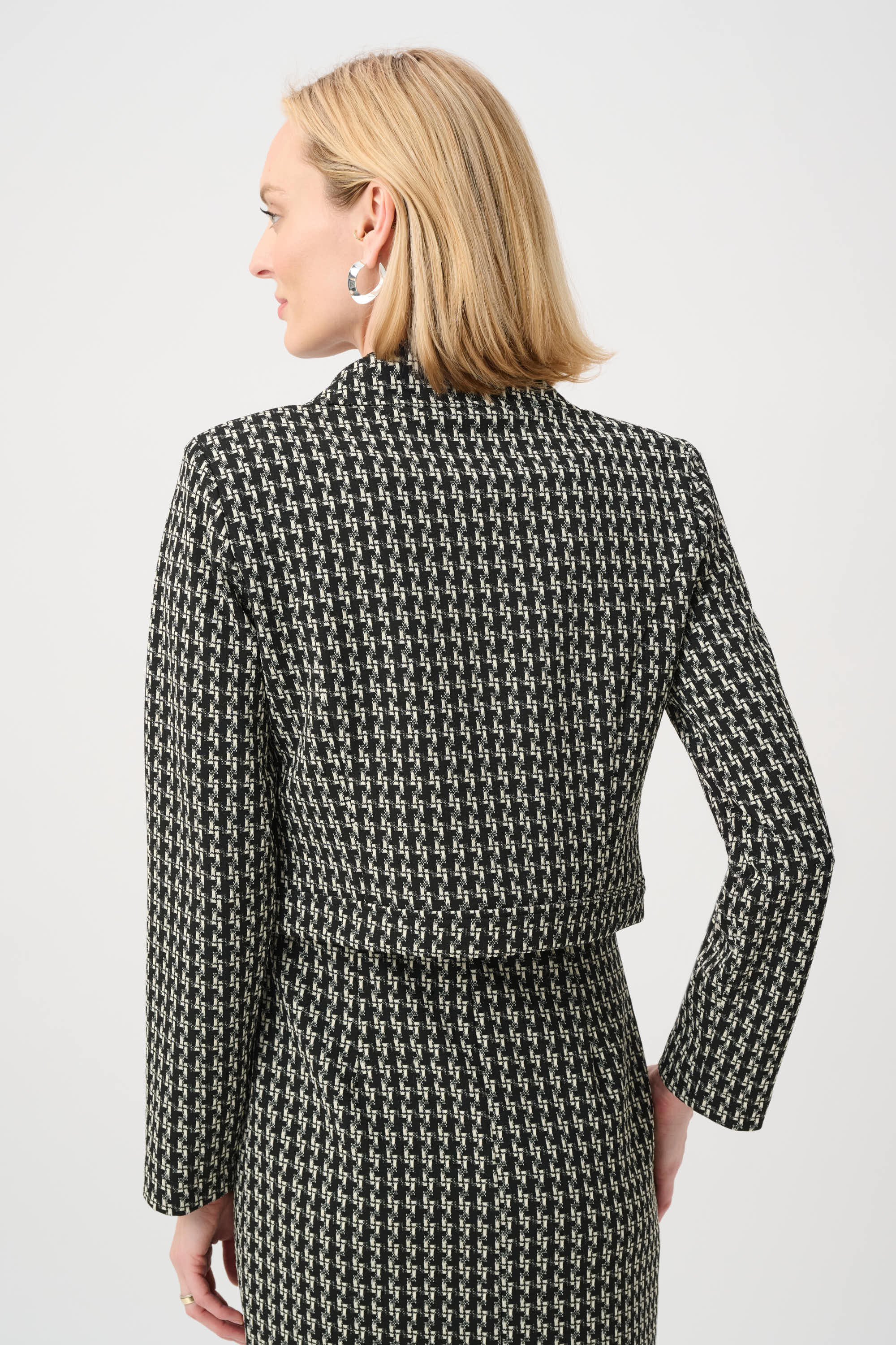 Jacquard Geometric Cropped Jacket