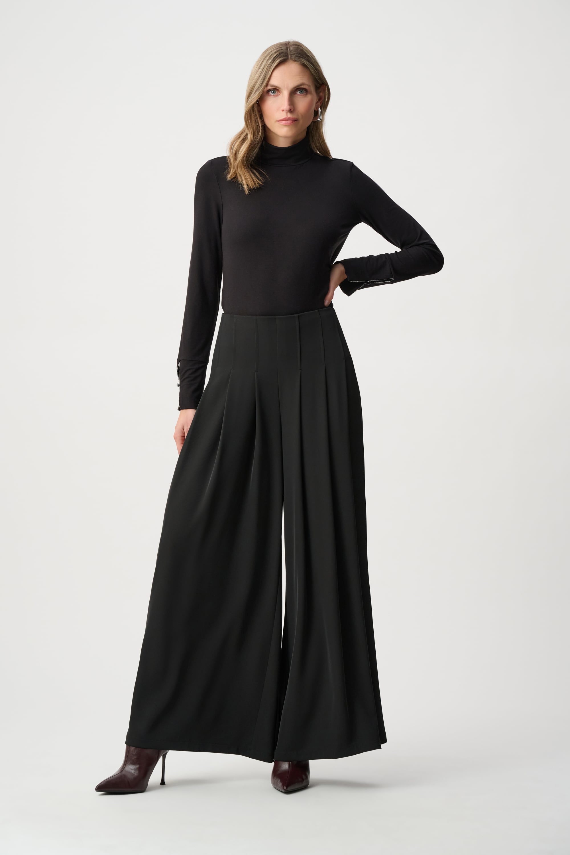 Woven Twill Wide-Leg Pants
