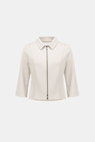 Textured Knit Jacquard Boxy Jacket With Shirt Collar
