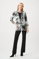 Silky Knit Abstract Print Straight Blazer
