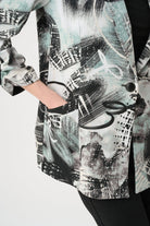 Silky Knit Abstract Print Straight Blazer