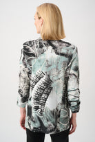 Silky Knit Abstract Print Straight Blazer