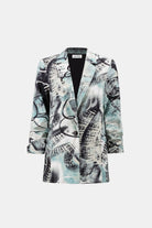 Silky Knit Abstract Print Straight Blazer