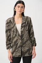 Silky Knit Abstract Print Straight Blazer