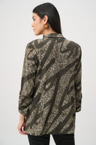 Silky Knit Abstract Print Straight Blazer