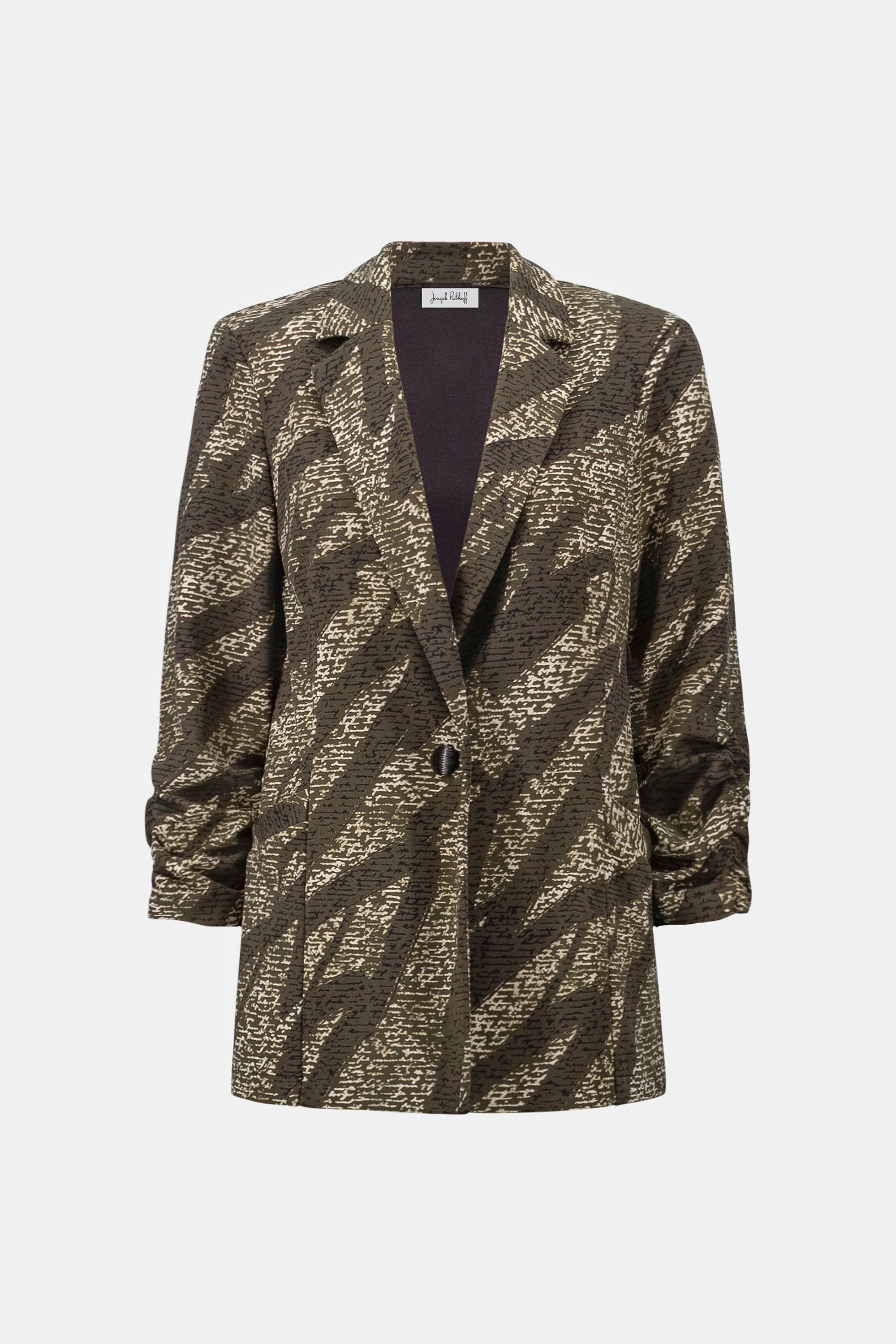 Silky Knit Abstract Print Straight Blazer