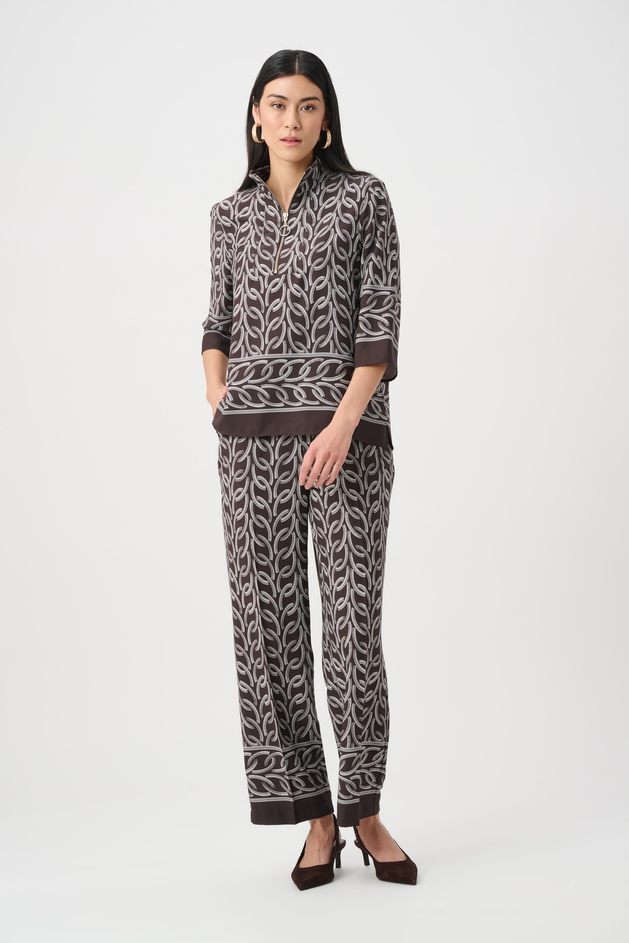 Recycled Woven Chain Print Pull-On Pants