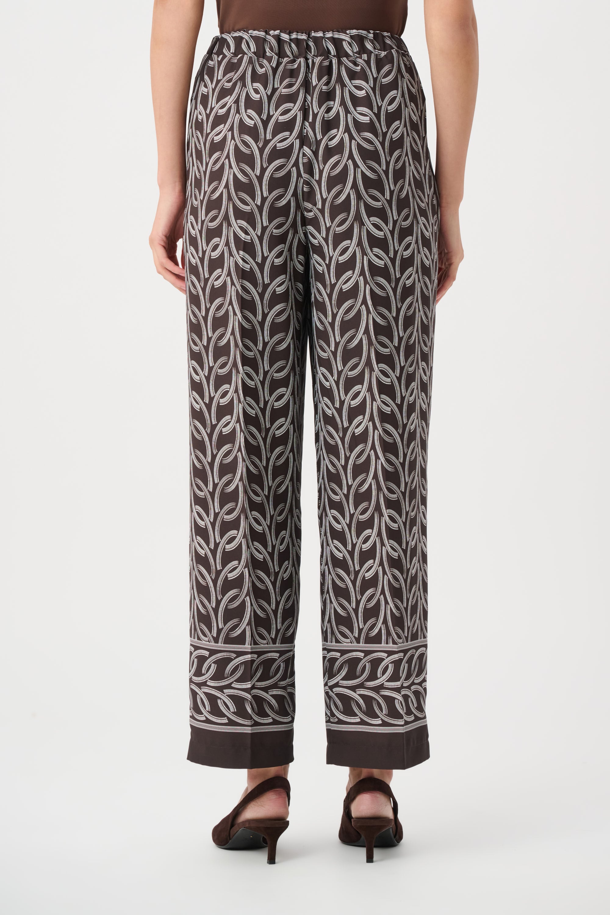Recycled Woven Chain Print Pull-On Pants