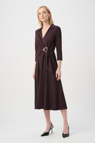 Herringbone Fit And Flare Wrap Dress