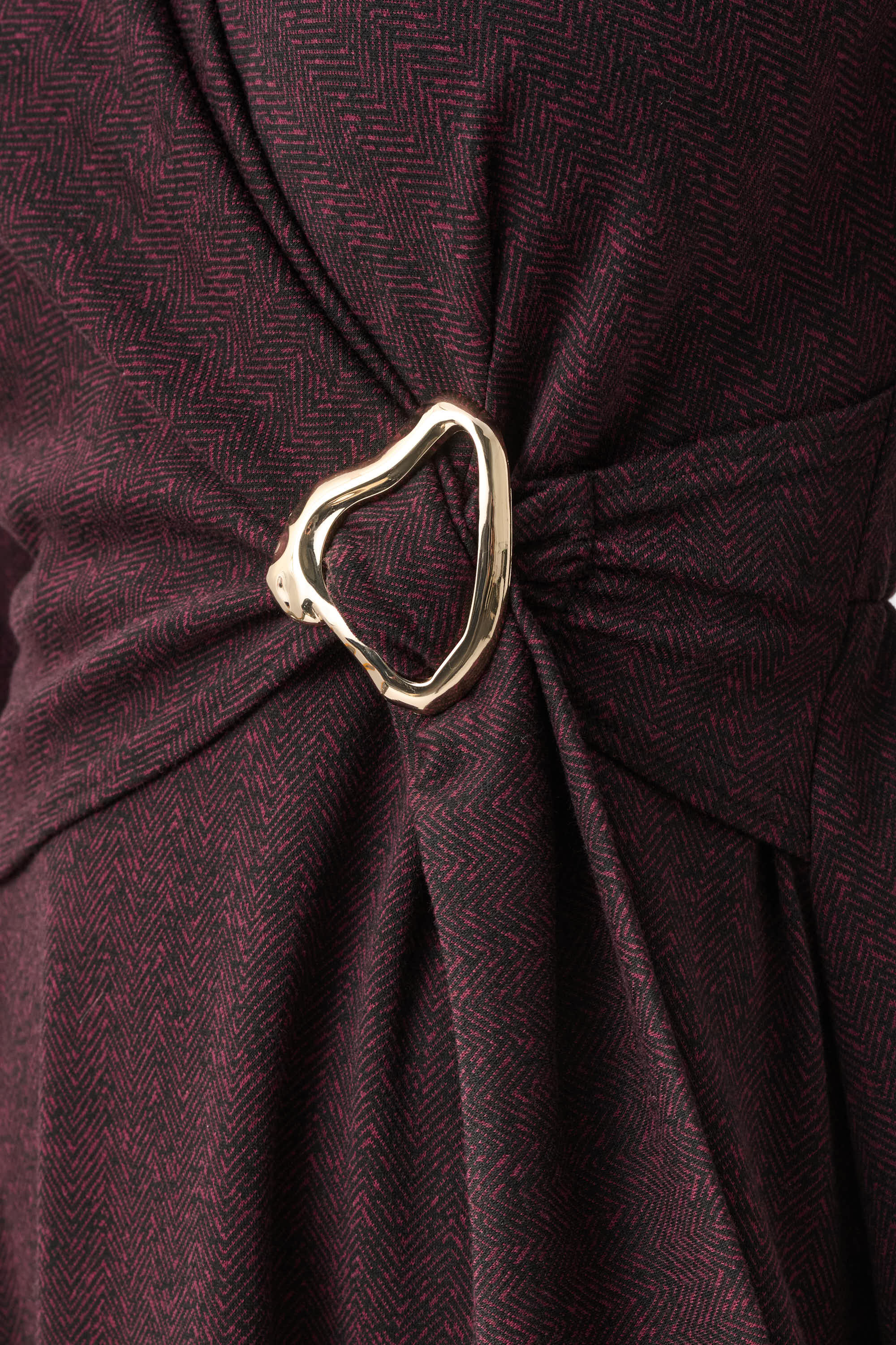 Herringbone Fit And Flare Wrap Dress