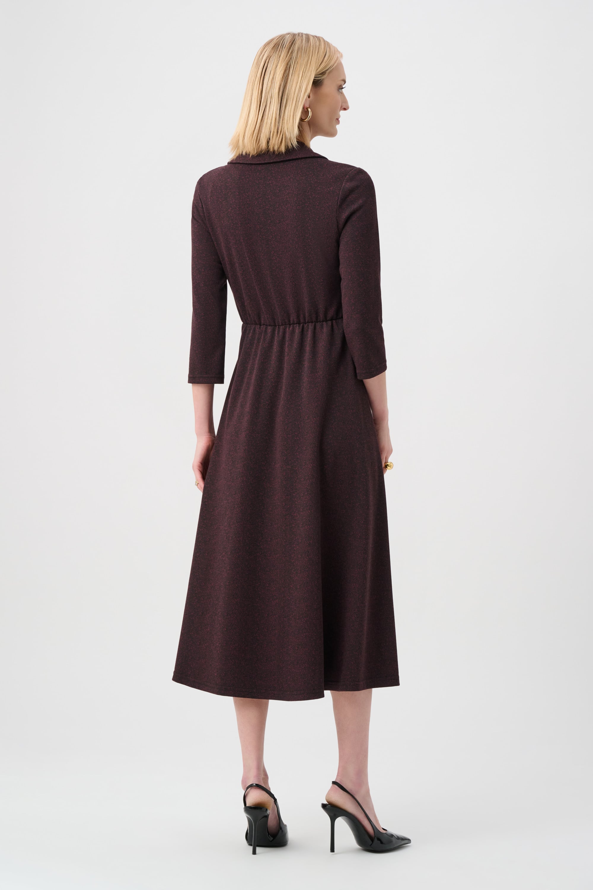 Herringbone Fit And Flare Wrap Dress