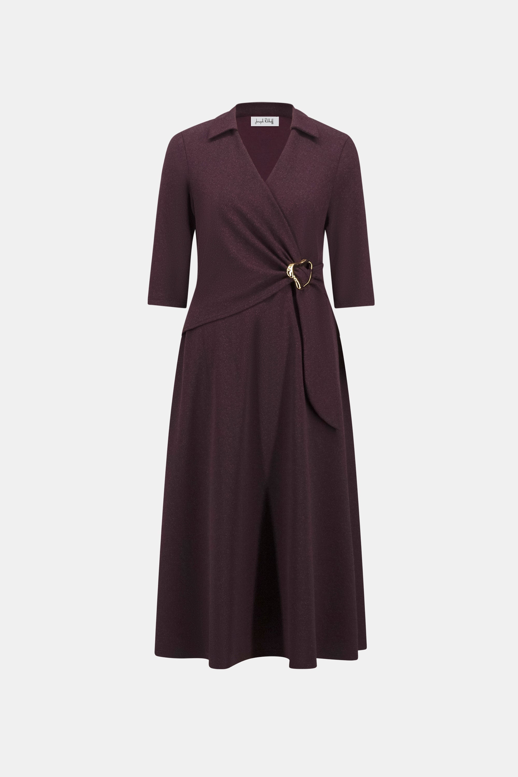 Herringbone Fit And Flare Wrap Dress