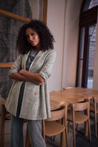 Jacquard Plaid A-Line Coat