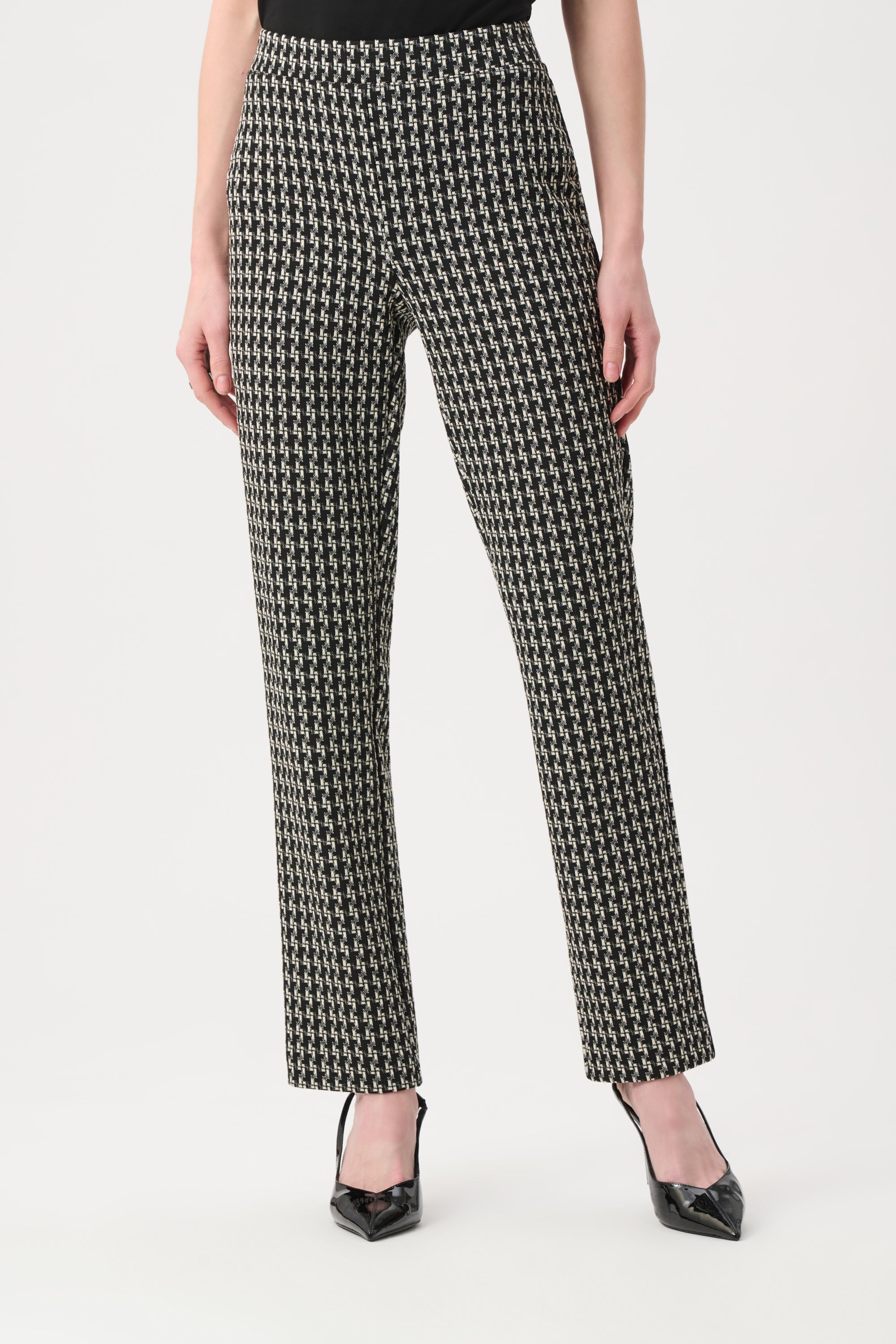 Jacquard Geometric Straight Pull-On Pants